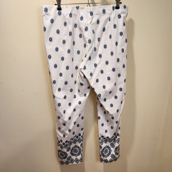 J.Jill Essential white and blue cotton stretch slim pants  size  14 - Picture 6 of 13